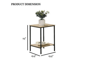 English Elm Rustic 3pc Table Set with Wrought Metal Abstract Side Panels Engineered Wood Tops Durable Charm Natural 47 L x 21 W x 5 H B2741P392069