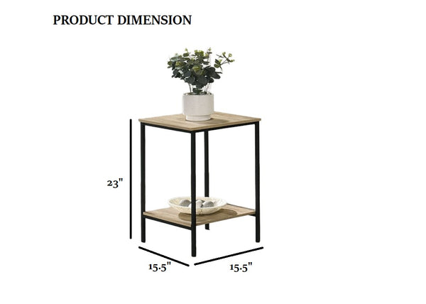 English Elm Rustic 3pc Table Set with Wrought Metal Abstract Side Panels Engineered Wood Tops Durable Charm Natural 47 L x 21 W x 5 H B2741P392069