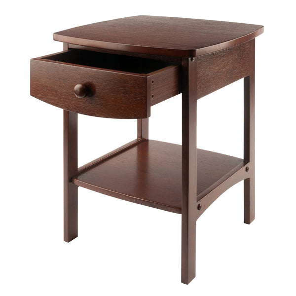 Winsome Wood Claire Curved Accent Table – Stylish Walnut Nightstand With Drawer & Shelf For Bedroom Decor Walnut Solid ,Composite Wood 94918-winsome-wood