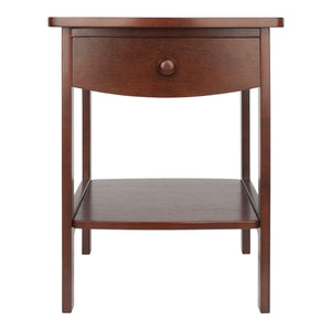 Winsome Wood Claire Curved Accent Table – Stylish Walnut Nightstand With Drawer & Shelf For Bedroom Decor Walnut Solid ,Composite Wood 94918-winsome-wood