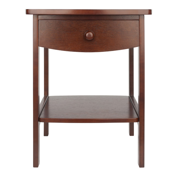 Winsome Wood Claire Curved Accent Table – Stylish Walnut Nightstand With Drawer & Shelf For Bedroom Decor Walnut Solid ,Composite Wood 94918-winsome-wood