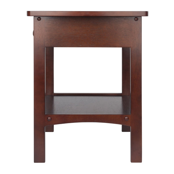 Winsome Wood Claire Curved Accent Table – Stylish Walnut Nightstand With Drawer & Shelf For Bedroom Decor Walnut Solid ,Composite Wood 94918-winsome-wood