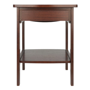 Winsome Wood Claire Curved Accent Table – Stylish Walnut Nightstand With Drawer & Shelf For Bedroom Decor Walnut Solid ,Composite Wood 94918-winsome-wood