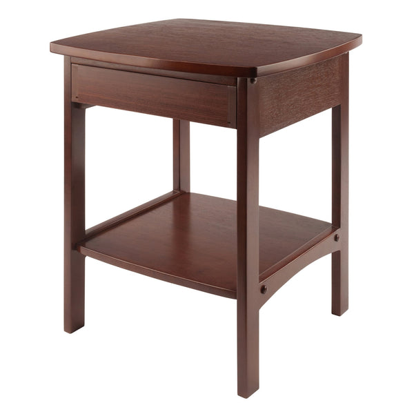 Winsome Wood Claire Curved Accent Table – Stylish Walnut Nightstand With Drawer & Shelf For Bedroom Decor Walnut Solid ,Composite Wood 94918-winsome-wood