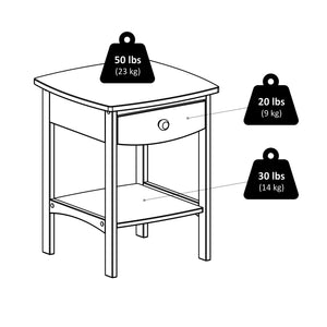 Winsome Wood Claire Curved Accent Table – Stylish Walnut Nightstand With Drawer & Shelf For Bedroom Decor Walnut Solid ,Composite Wood 94918-winsome-wood