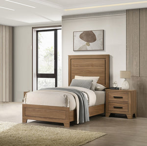 English Elm Contemporary Glam Twin Bed Set with Led Headboard Embossed Panels and Trundle Included B2741S00875