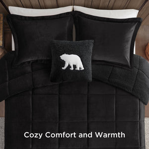 English Elm 4-piece King Sherpa Reverse Comforter Set with Hypoallergenic Fill for Bold Bedrooms B035P408272