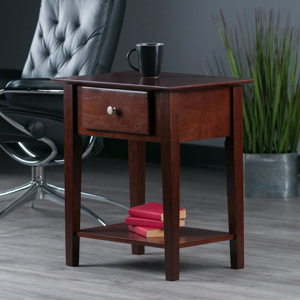 Winsome Wood Rochester Nightstand In Rich Walnut - Stylish Shaker-style Accent Table With Storage & Shelf Walnut Solid ,Composite Wood 94922-winsome-wood