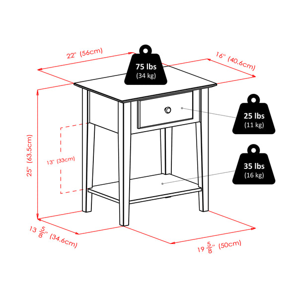 Winsome Wood Rochester Nightstand In Rich Walnut - Stylish Shaker-style Accent Table With Storage & Shelf Walnut Solid ,Composite Wood 94922-winsome-wood