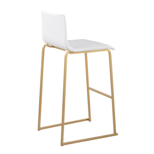 English Elm Mara Stylish Gold Steel Barstool Set Of 2 With White Faux Leather For Modern Kitchen & Bar Decor B202P222232