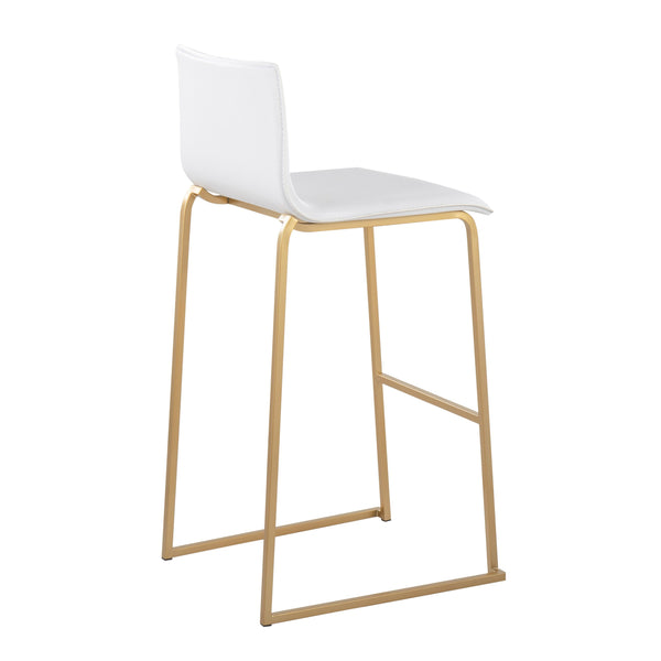 English Elm Mara Stylish Gold Steel Barstool Set Of 2 With White Faux Leather For Modern Kitchen & Bar Decor B202P222232
