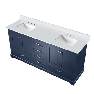 English Elm Navy Double Bath Vanity 72" W x 22" D with Cultured Marble Top, Solid Wood, Soft-Close Drawers, Storage B2731P258394