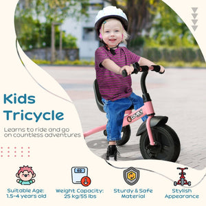 English Elm Qaba Toddler Steel Frame Tricycle with Bell Eva Wheels Ergonomic Seat Indoor Outdoor W2225P217780