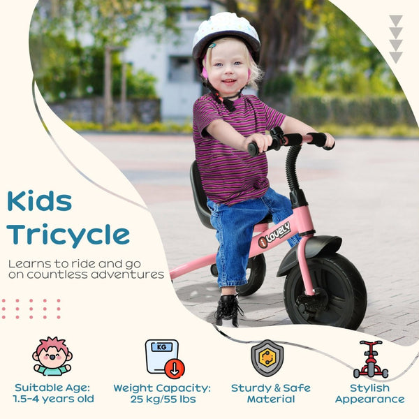 English Elm Qaba Toddler Steel Frame Tricycle with Bell Eva Wheels Ergonomic Seat Indoor Outdoor W2225P217780