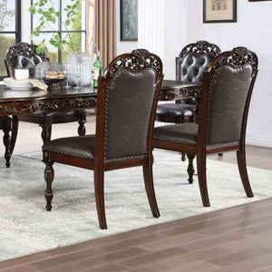 English Elm Traditional Elegant 2pc Arm Chair Set with Upholstered Seats, Ornate Corbels, Solid Rubberwood Finish Brown,Cherry,Espresso 26 L x 46 W x 14 H B2741P408855