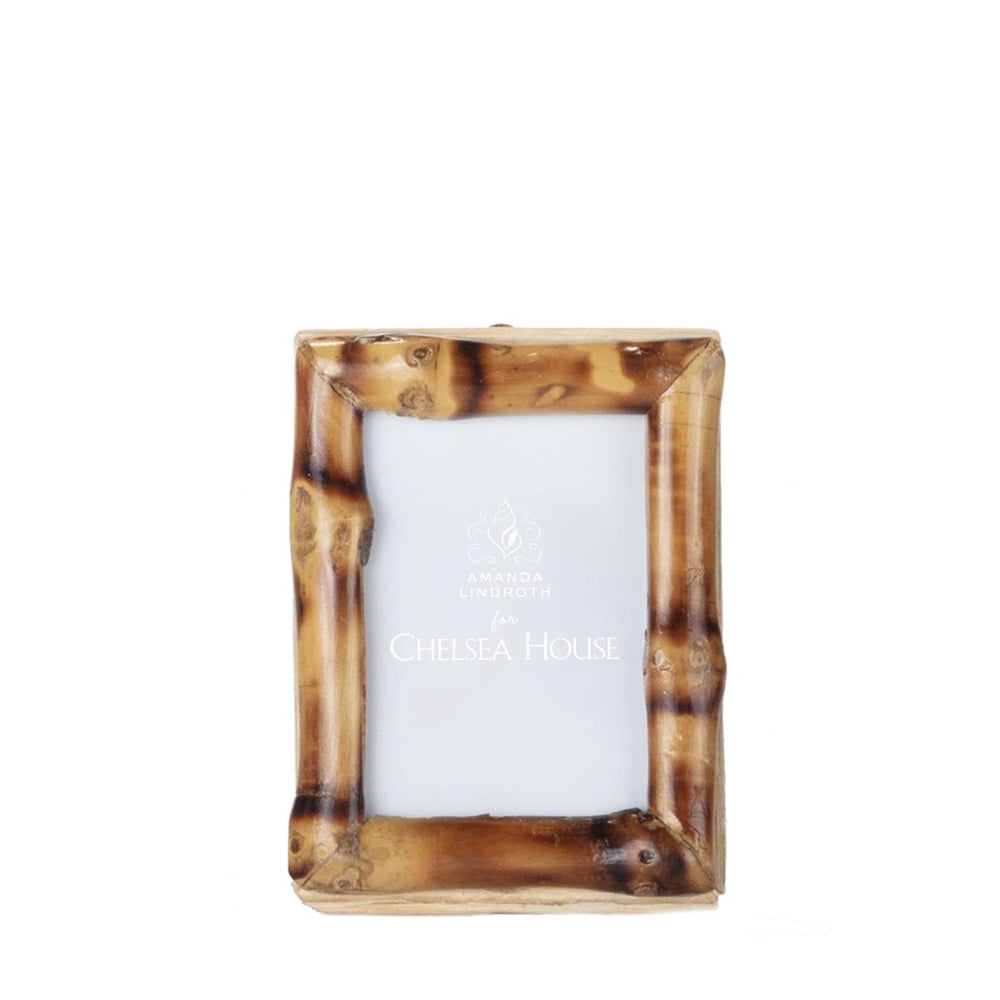 Chelsea House Short Knot Bamboo Frame 2X3 — Handcrafted Short-Knot Bamboo With Rattan Trim, Glass Front, Coastal Charm 94940022