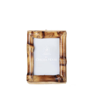 Chelsea House Short Knot Bamboo Frame 2X3 — Handcrafted Short-Knot Bamboo With Rattan Trim, Glass Front, Coastal Charm 94940022