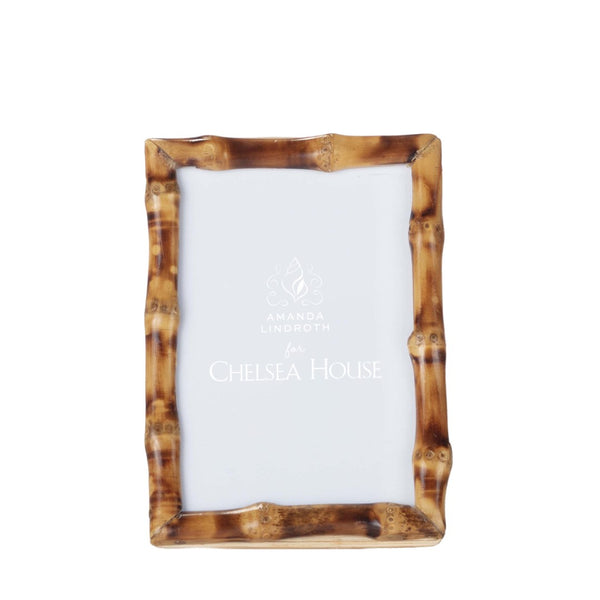 Chelsea House Short Knot Bamboo Frame 4X6 — Handcrafted Short-Knot Bamboo With Rattan Accents, Glass Front, Tabletop Display 94940023