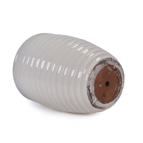 English Elm Ceramic Modern Planter - Elegant Milk White Flowerpot For Indoor & Outdoor Gardens, 21.46Cm W3273P326362