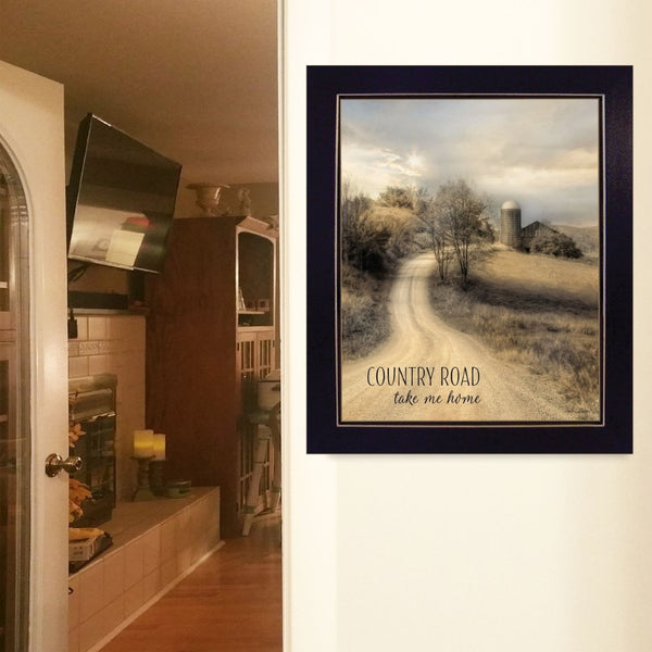 English Elm "country Road Take Me Home" Lori Deiter Rustic Framed Print for Farmhouse Walls B06786052