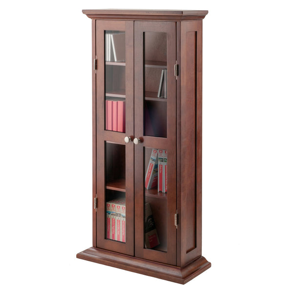 Winsome Wood Holden Media Cabinet - Elegant Walnut Storage Solution With Adjustable Shelves For Cds & Dvds Walnut Solid ,Composite Wood 94944-winsome-wood