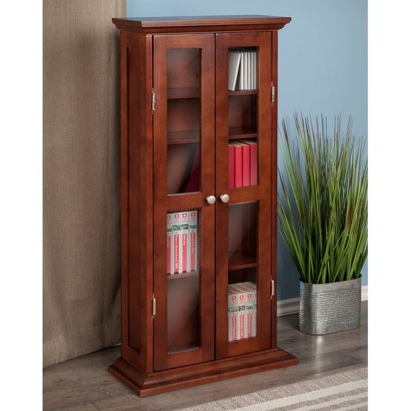 Winsome Wood Holden Media Cabinet - Elegant Walnut Storage Solution With Adjustable Shelves For Cds & Dvds Walnut Solid ,Composite Wood 94944-winsome-wood