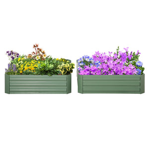English Elm Outsunny 2-Piece Galvanized Steel Raised Garden Bed Set – Durable Planter Boxes For Vegetables & Herbs W2225P200831-GIGA