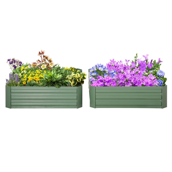 English Elm Outsunny 2-Piece Galvanized Steel Raised Garden Bed Set – Durable Planter Boxes For Vegetables & Herbs W2225P200831-GIGA
