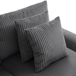 English Elm [video]141.5*64'' Corduroy U-shaped Sectional with Bluetooth Speakers and Ottoman N723S0756E