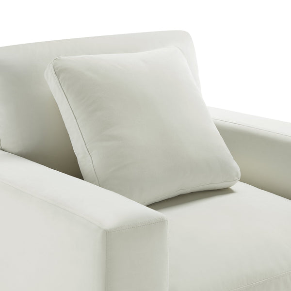 English Elm Caylie Modern Armchair with Plush Down-Fiber Cushions, Removable Covers, Solid Wood Legs Ivory B050P409002