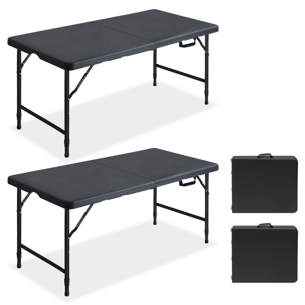 English Elm 4ft Folding Plastic Utility Tables Set of Two Adjustable Height Portable Outdoor Party W1408P447135