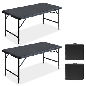 English Elm 4ft Folding Plastic Utility Tables Set of Two Adjustable Height Portable Outdoor Party W1408P447135