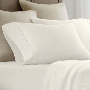 English Elm 4 Pieces Cal King Sateen Sheet Set In Luxurious Ivory - 100% Egyptian Cotton, Soft & Durable Bedding B035P381318