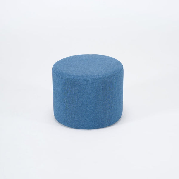 English Elm Ball Cast Round Nesting Ottoman Set Linen Upholstered Hidden Storage with Wooden Tray Blue W3163P379374