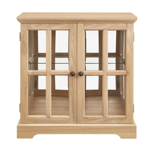 English Elm Led Curio Display Cabinet - Antique Oak Showcase With Adjustable Shelves, Remote & Lattice Doors For Home W2275P231692