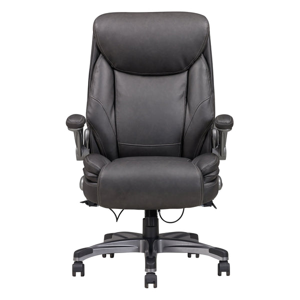 English Elm Modern Ergonomic Executive Office Chair Gray Bonded Leather Mesh Texture Adjustable Armrests Wheels B2741P281461