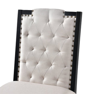 English Elm 6-Piece Kitchen Dining Set with 60" Rectangular Table, Tufted High-Back Chairs & Bench, Durable Wood Black N752S001080B