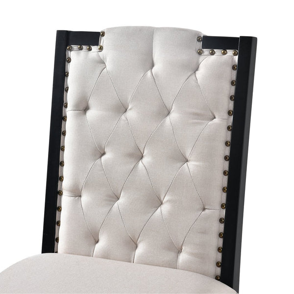 English Elm 6-Piece Kitchen Dining Set with 60" Rectangular Table, Tufted High-Back Chairs & Bench, Durable Wood Black N752S001080B