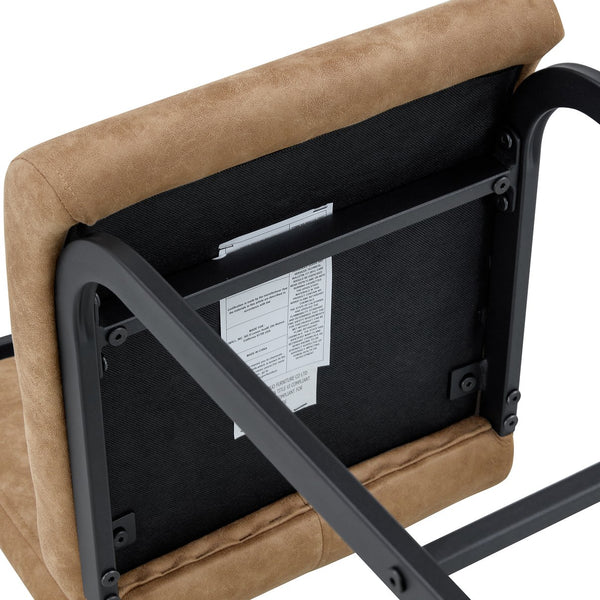 English Elm 42.5 Modern Brown Tech Fabric Bar Stool Set of 2 with Black Metal Legs, Non-Slip Feet, 42.5" W1151P230596