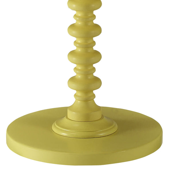 English Elm Salisa Turned Pedestal Yellow Side Table — Solid Wood Accent Table 22.5" High for Cozy Corners B062P185725