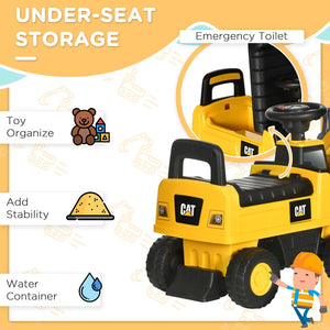 English Elm Aosom Cat Licensed Toddler Ride on Excavator Foot to Floor Digger with Working Shovel W2225P229091