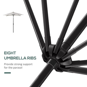 English Elm Outsunny 9' X 7' Solar Led Patio Umbrella With Tilt & Crank - Perfect For Garden, Deck, Pool & Beach W2225P174133-GIGA
