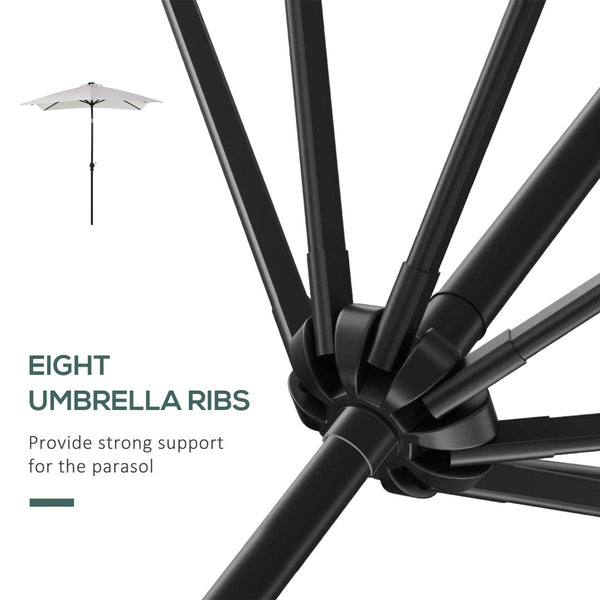 English Elm Outsunny 9' X 7' Solar Led Patio Umbrella With Tilt & Crank - Perfect For Garden, Deck, Pool & Beach W2225P174133-GIGA