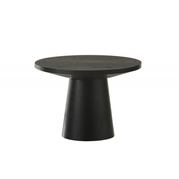 English Elm 22 Sculptural Terra End Table with Pedestal Base, Beveled Top for Modern Minimalist Living Spaces Black 13.5 L x 13.5 W x 16 H B011S01868