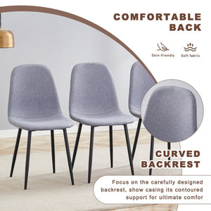 English Elm Table & Chair Set - Modern Multifunctional Lifting Design With Walnut Finish & 4 Gray Linen Chairs W1151S03777-GIGA