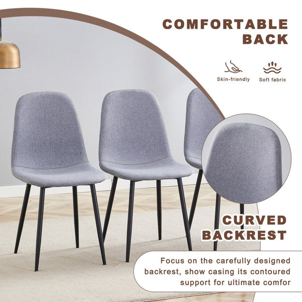 English Elm Table & Chair Set - Modern Multifunctional Lifting Design With Walnut Finish & 4 Gray Linen Chairs W1151S03777-GIGA