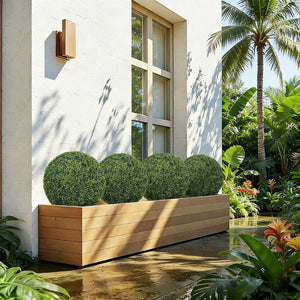 English Elm 22.4in Faux Boxwood Topiary Spheres Lush Polyethylene Foliage for Porch or Patio W2945P460786