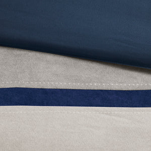 English Elm 7 Piece Faux Suede Comforter Set In Blue With Decorative Pillows For Cozy King Bed Makeover B03596785