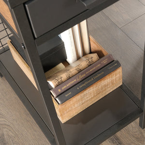 English Elm L-Shaped Desk With Durable Metal Frame And Efficient Storage, Perfect For Modern Home Offices B356P402608