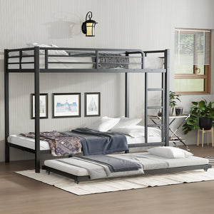 English Elm Twin Xl Metal Bunk Bed With Twin Trundle - Stylish Space-Saving Solution For Shared Rooms! W1580S00128-GIGA